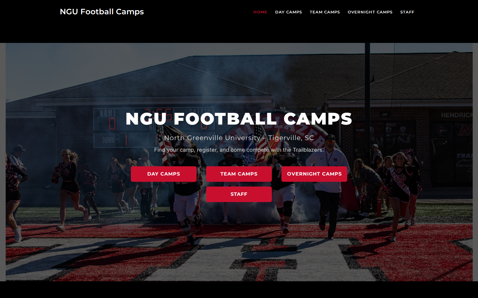 Screenshot of ngufootball.com home page.